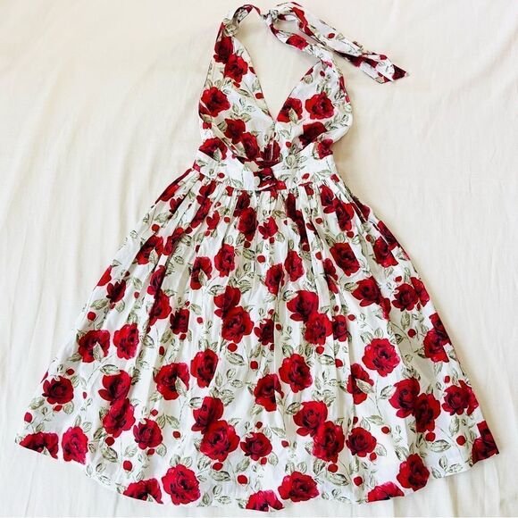 Hearts and Found Womens Dress Halter Open Back Floral Fashion Summer Rose XS NWT - Picture 1 of 4